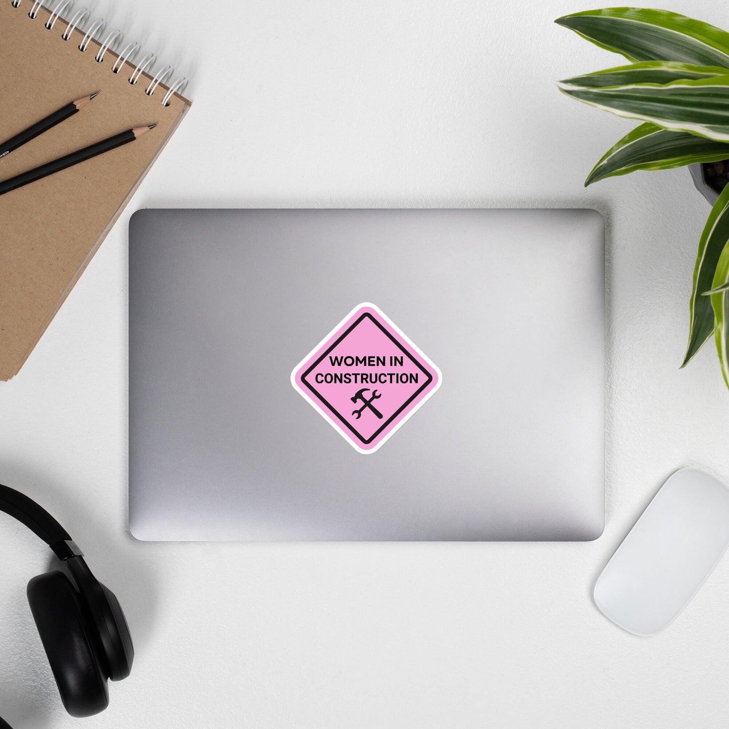 Women in Construction Pink Bubble-Free Stickers