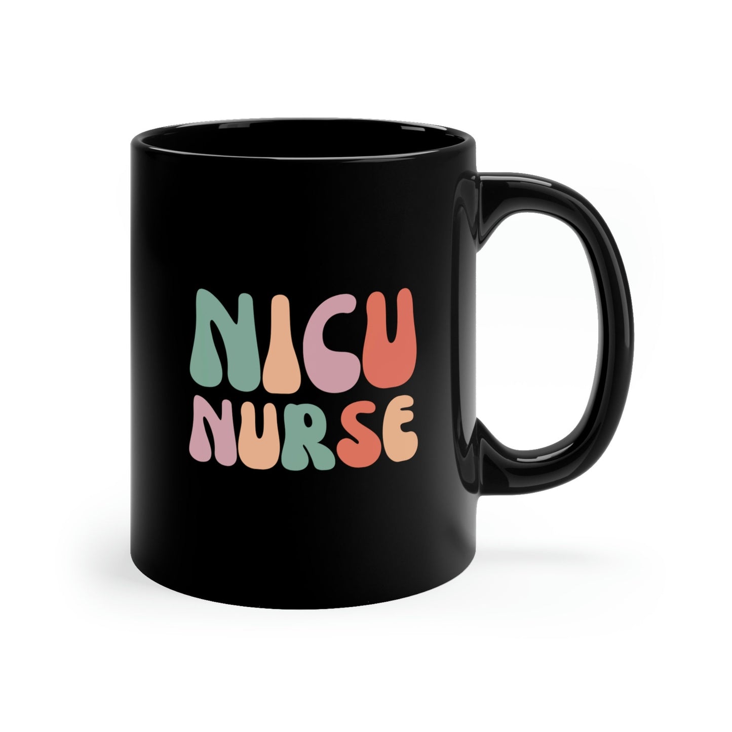 NICU Nurse, Colorful Neonatal Intensive Care 11oz Black Mug
