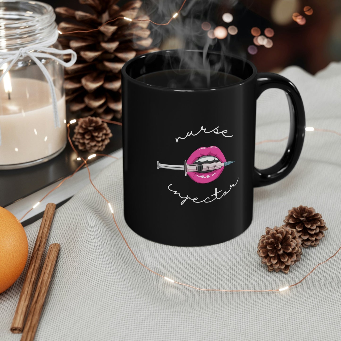Nurse Injector Lips Syringe 11oz Black Mug