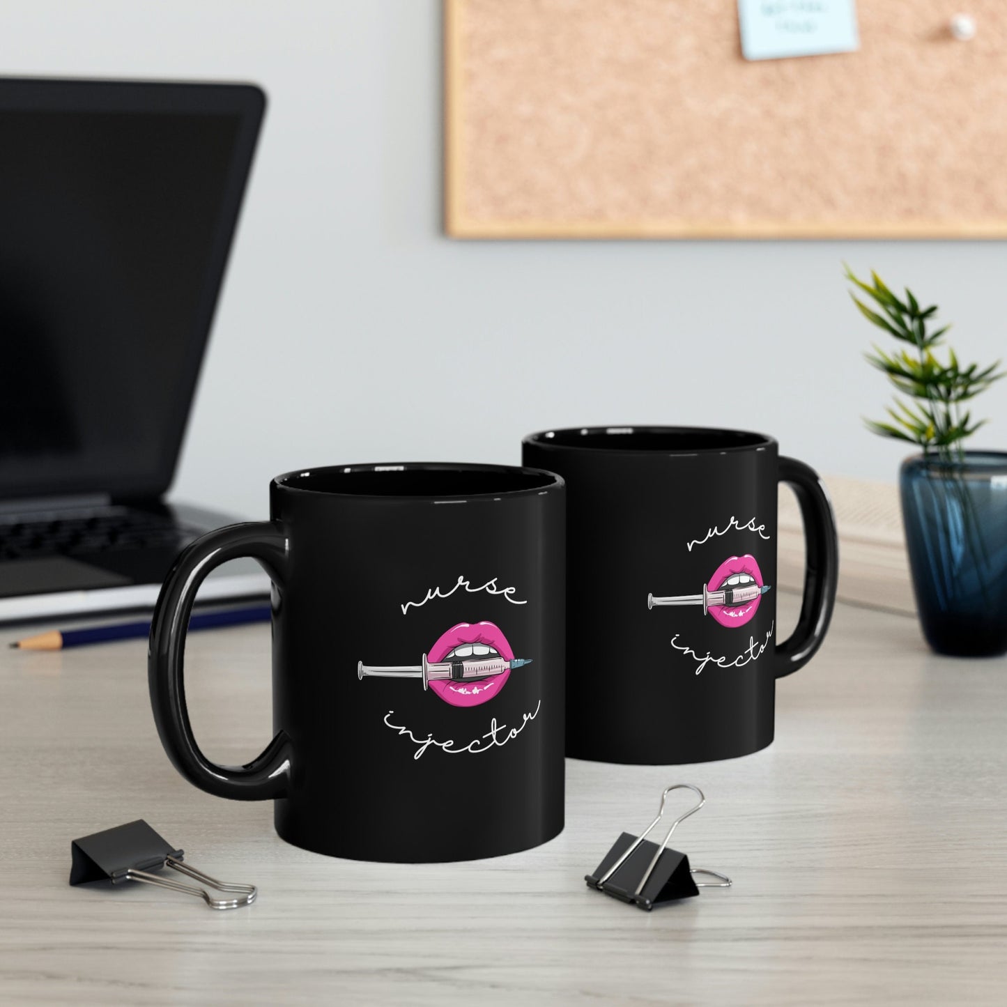 Nurse Injector Lips Syringe 11oz Black Mug