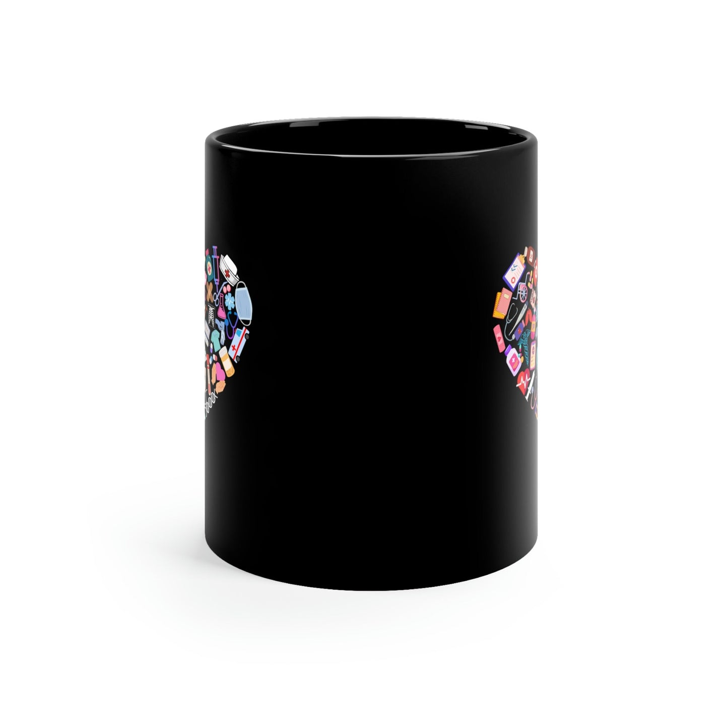Medical Heart, Nurse, Doctor, Healthcare Black 11oz Black Mug
