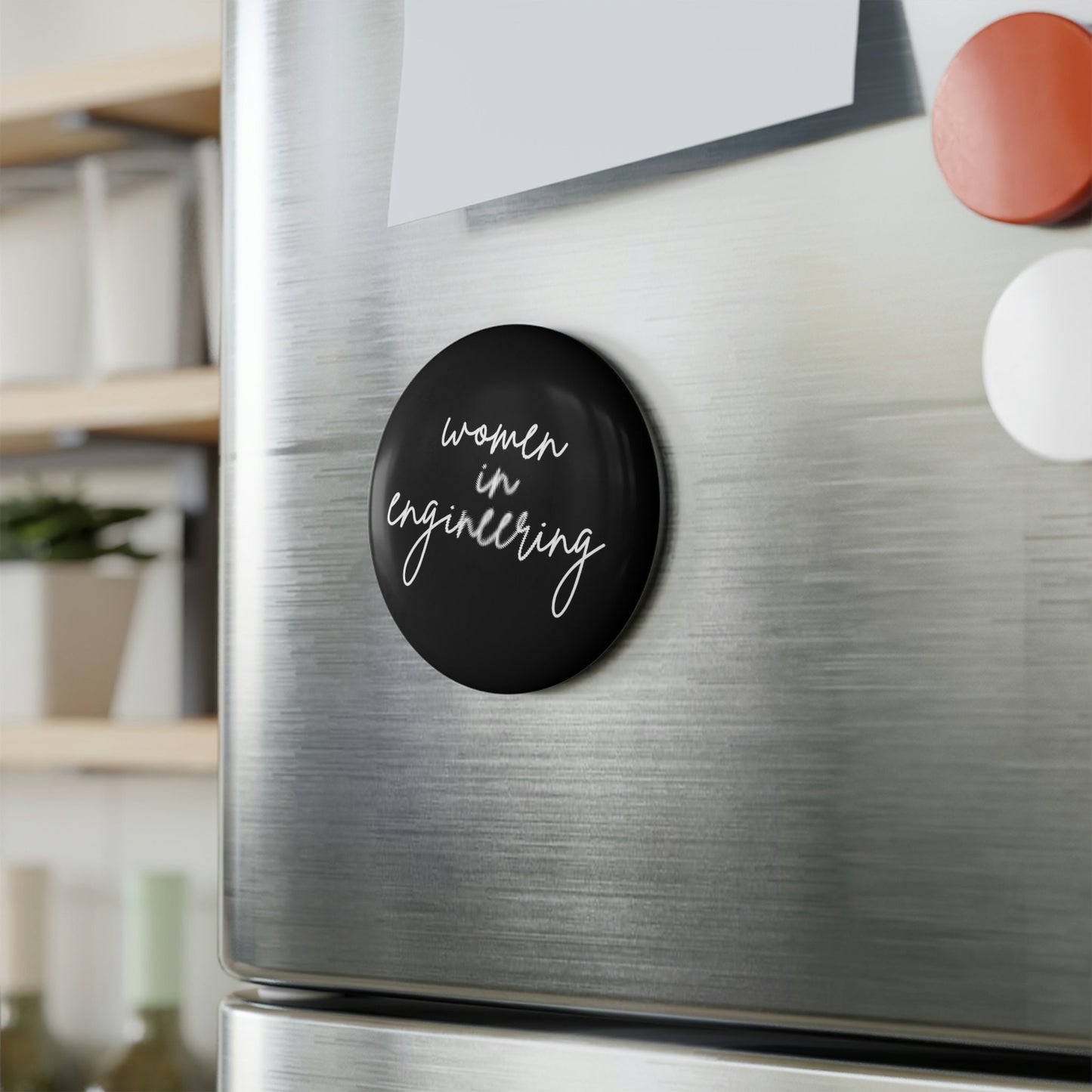 Women In Engineering, Button Magnet, Round (1 & 10 pcs)