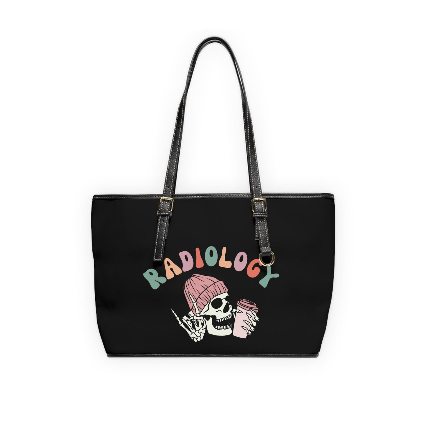 Radiology, Radiologist, Cute Skeleton, PU Leather Shoulder Work Bag