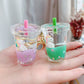 Floral Unicorn Cup Keychain
