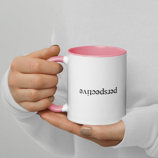 Perspective Upside Down Text Mug with Color Inside