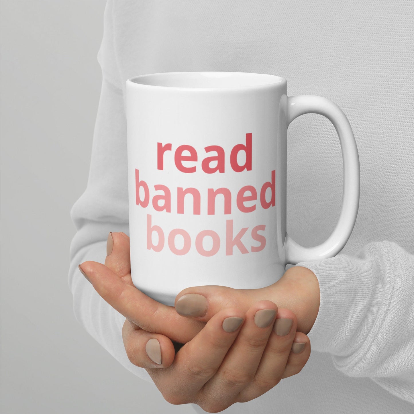 Read Banned Books, Pink Ombre Trendy Mug