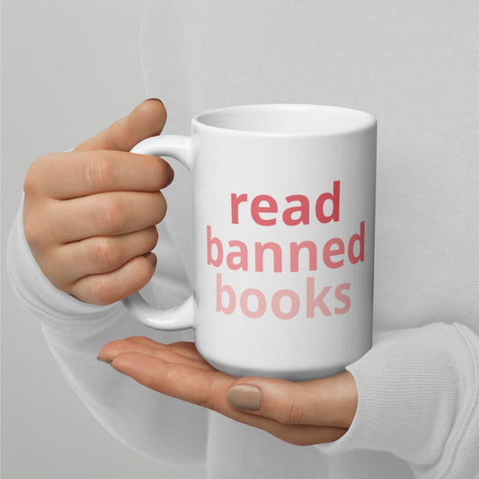 Read Banned Books, Pink Ombre Trendy Mug