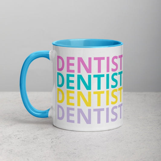 Dentist, Colorful Funky Letters Mug with Color Inside