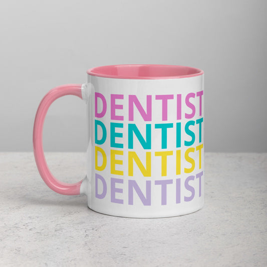 Dentist, Colorful Funky Letters Mug with Color Inside