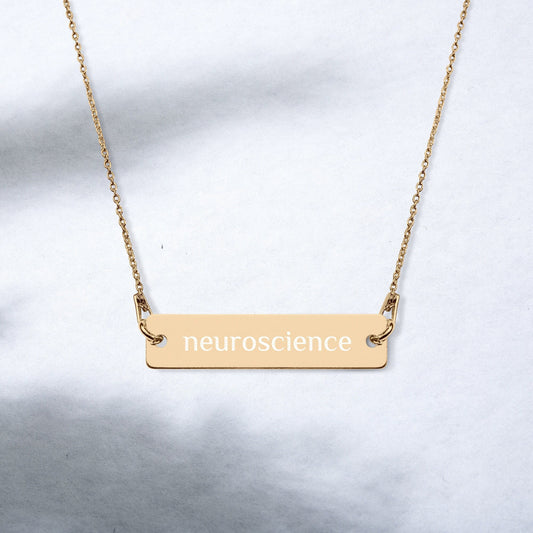 Neuroscience | Neuroscientist | Engraved Sterling Silver, Rose Gold, Bar Chain Minimalist Necklace