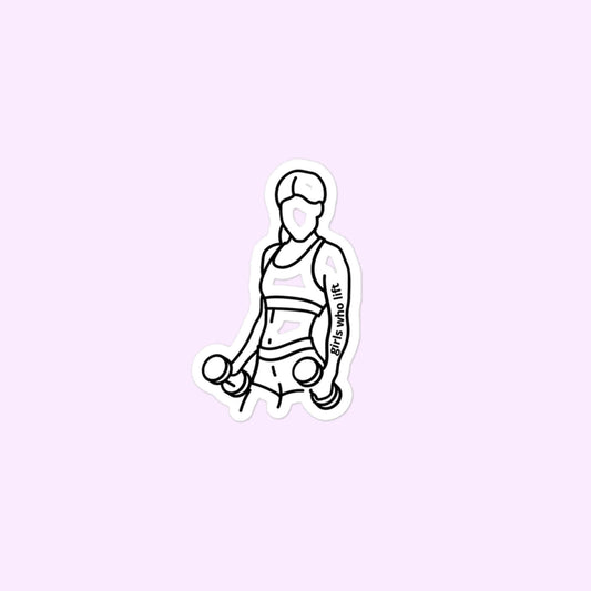 Girls Who Lift Sticker, Weightlifting, Workout, Exercise, Fitness, Weightlifter Female Bubble-Free Stickers