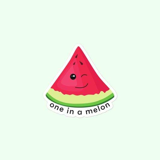 One In A Melon Stickers, Funny Watermelon Pun, One In A Million Bubble-Free Stickers
