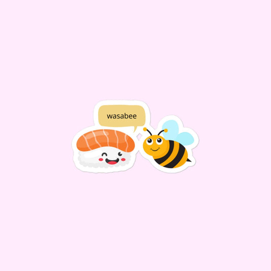 Wasabee Pun Stickers, Funny Wasabi, Sushi, Bee Bubble-Free Stickers