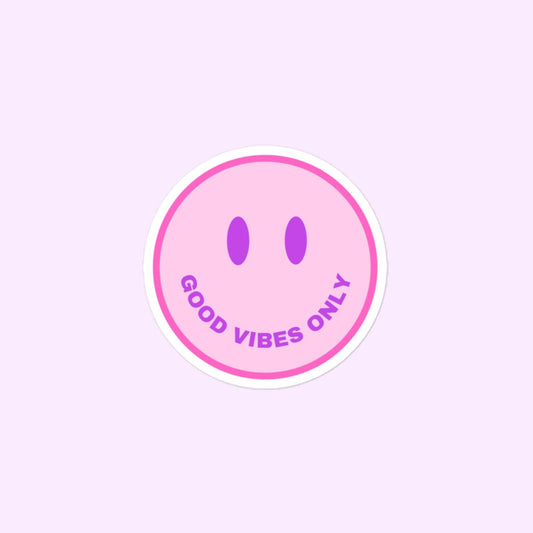 Good Vibes Only Smiley Face Stickers, Smiley Face, Positivity, Optimism Bubble-Free Stickers