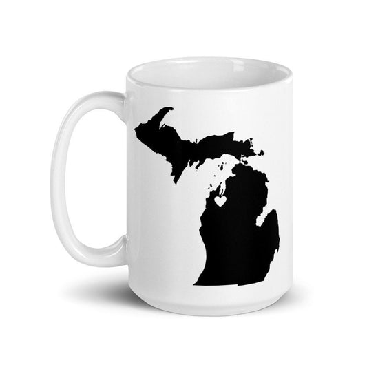 Traverse City, Michigan Heart, Hometown, TC, MI, Michigan Made White Mug