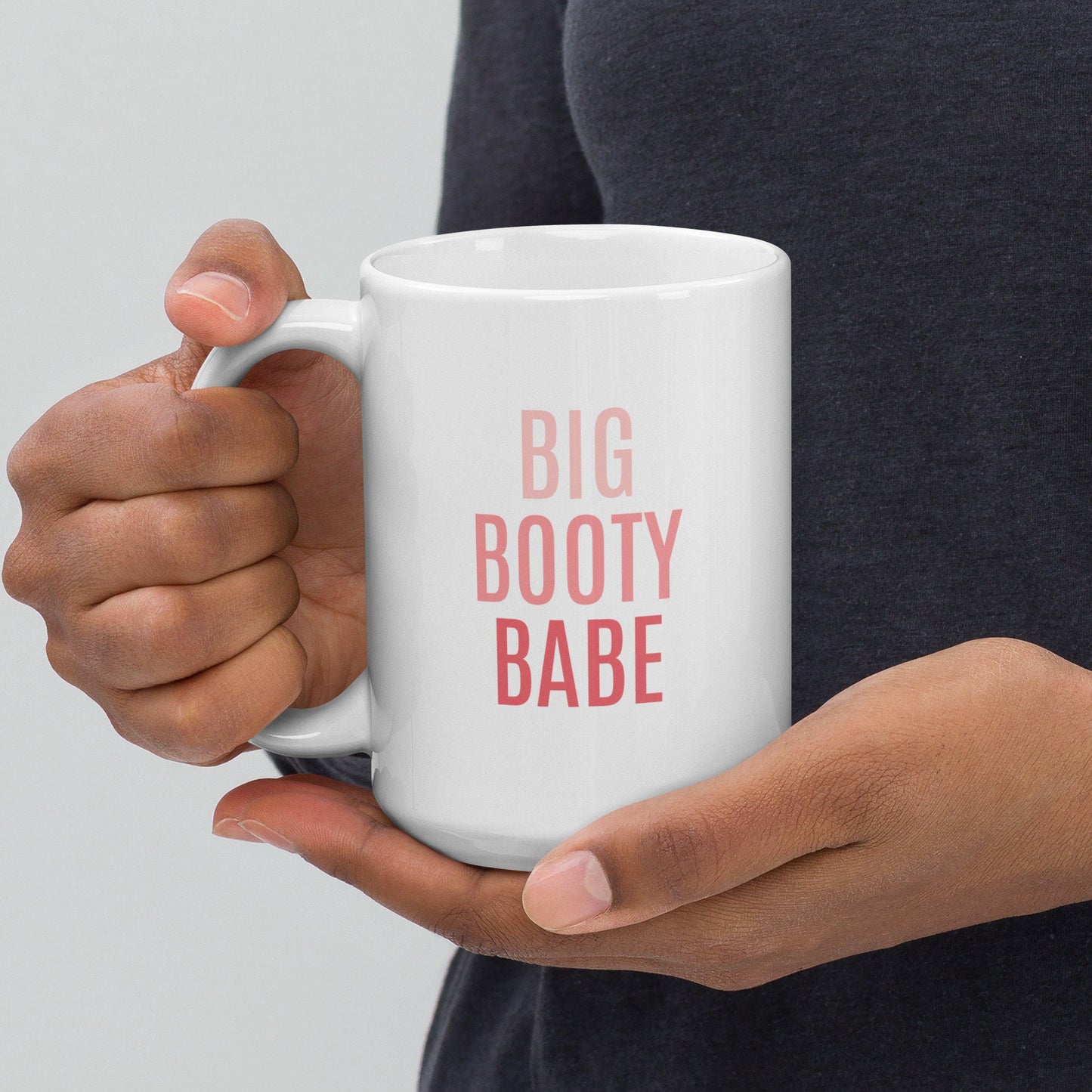 Big Booty Babe Pink Ombre, Funny Big Butt, Fitness, Workout, Peach Mug