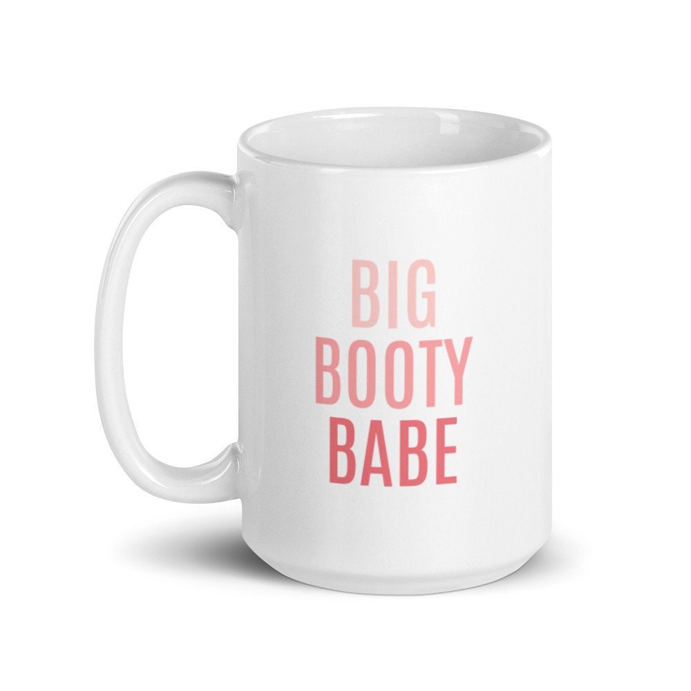 Big Booty Babe Pink Ombre, Funny Big Butt, Fitness, Workout, Peach Mug