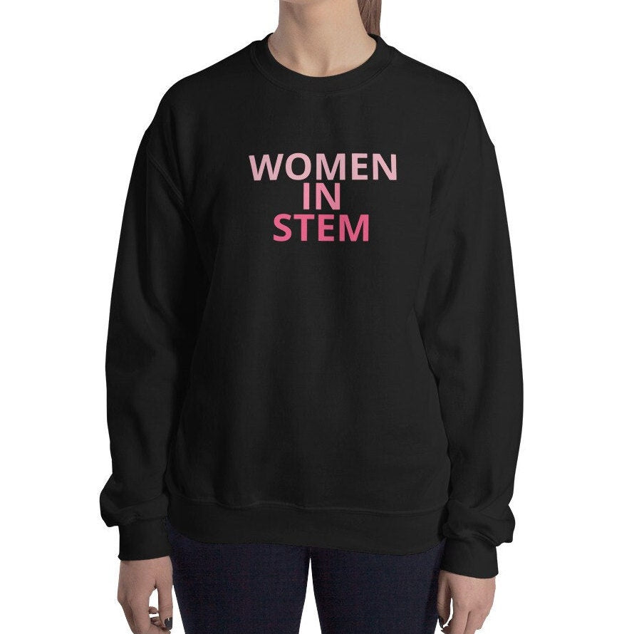 Women In STEM Pink Ombrew Crewneck, Women in Science, Tech, Engineering, Math Unisex Sweatshirt