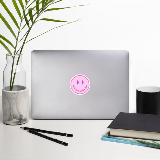 Sunscreen Saves Lives Smiley Face Stickers, Sunscreen, Dermatology, Aesthetician, SPF, Skincare, Wear SPF Bubble-Free Stickers