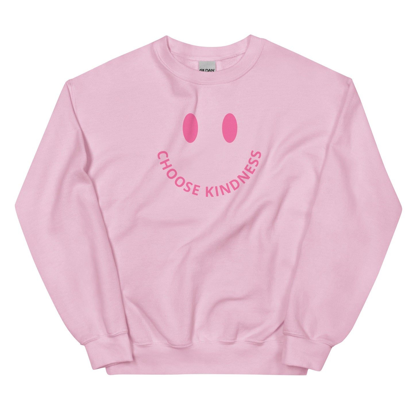 Choose Kindness Smiley Face Pink Crewneck Unisex Sweatshirt