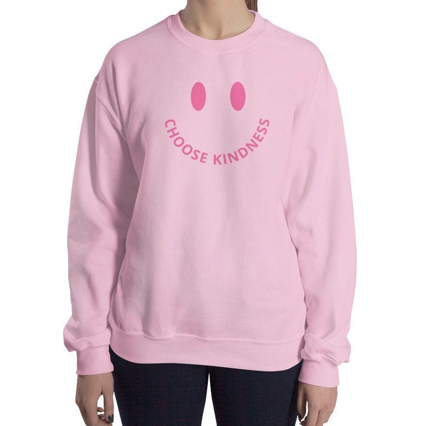 Choose Kindness Smiley Face Pink Crewneck Unisex Sweatshirt