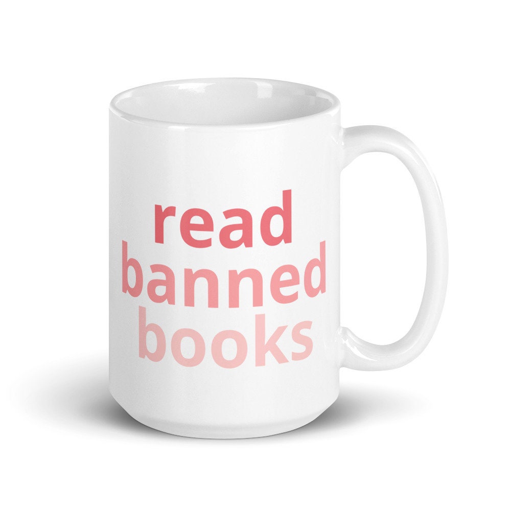 Read Banned Books, Pink Ombre Trendy Mug