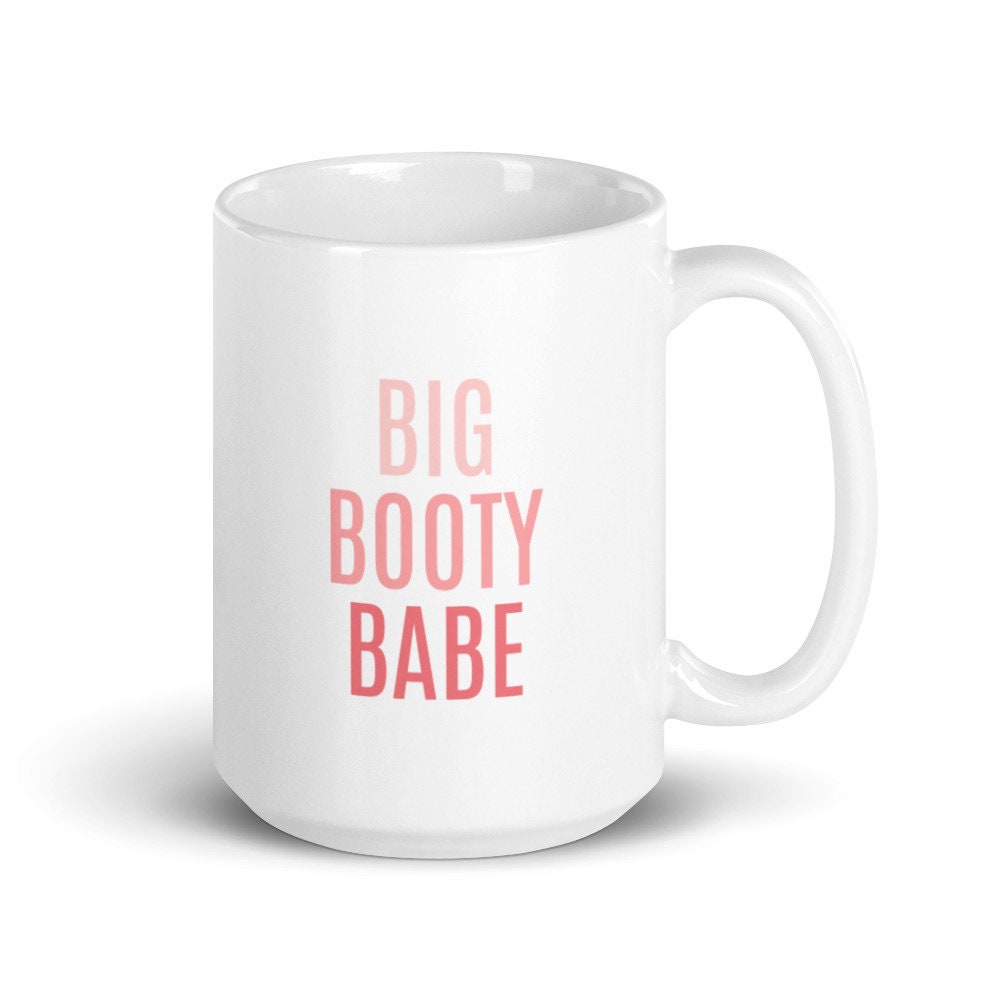 Big Booty Babe Pink Ombre, Funny Big Butt, Fitness, Workout, Peach Mug