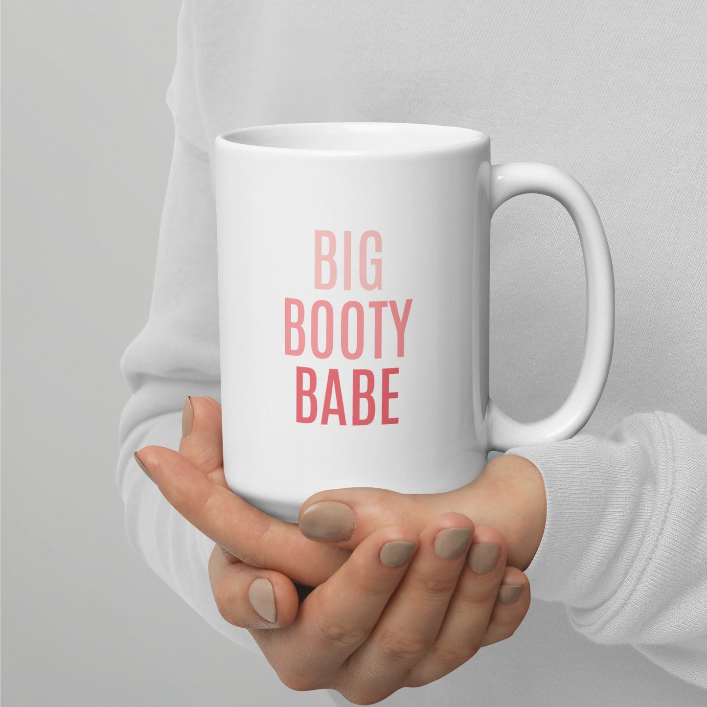 Big Booty Babe Pink Ombre, Funny Big Butt, Fitness, Workout, Peach Mug