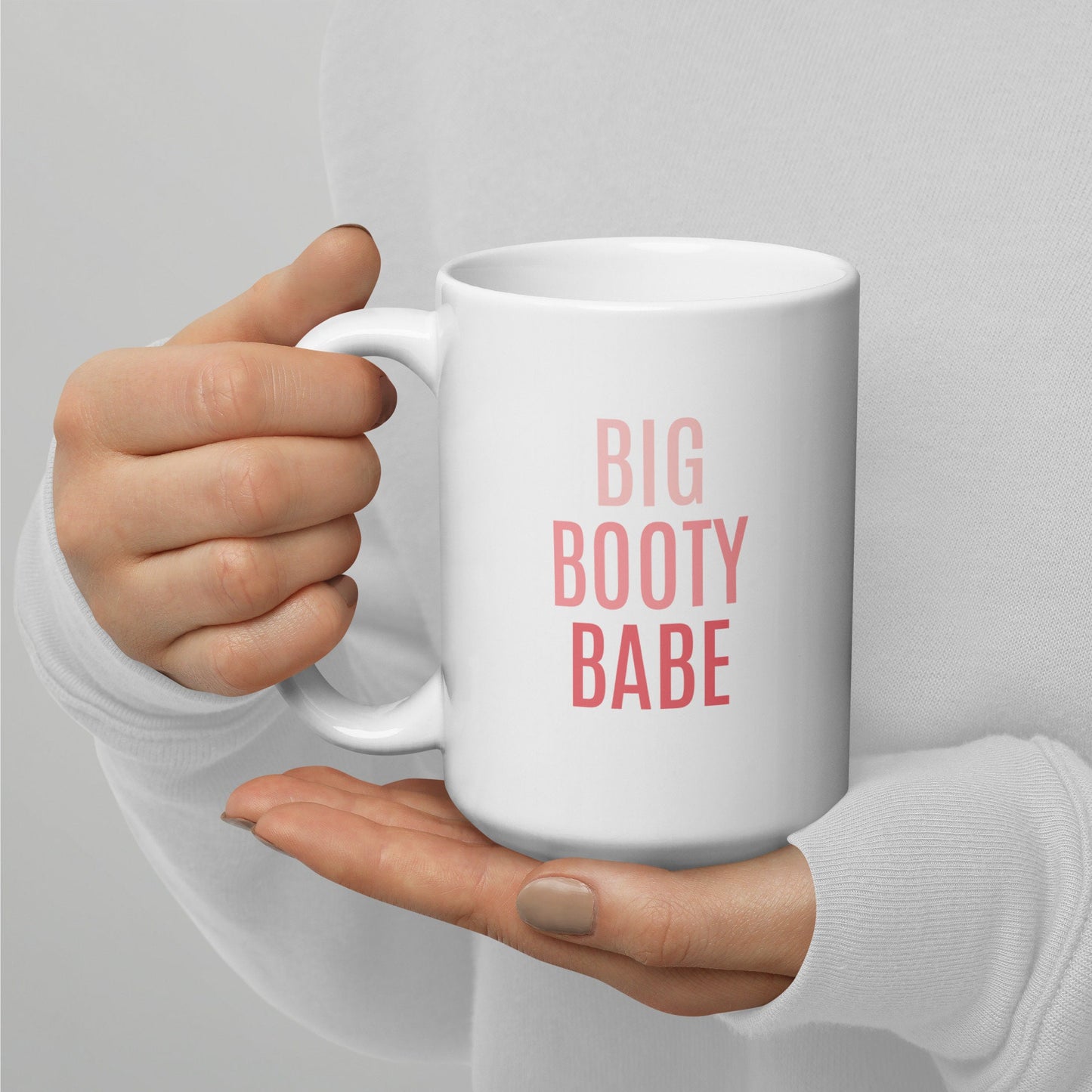 Big Booty Babe Pink Ombre, Funny Big Butt, Fitness, Workout, Peach Mug