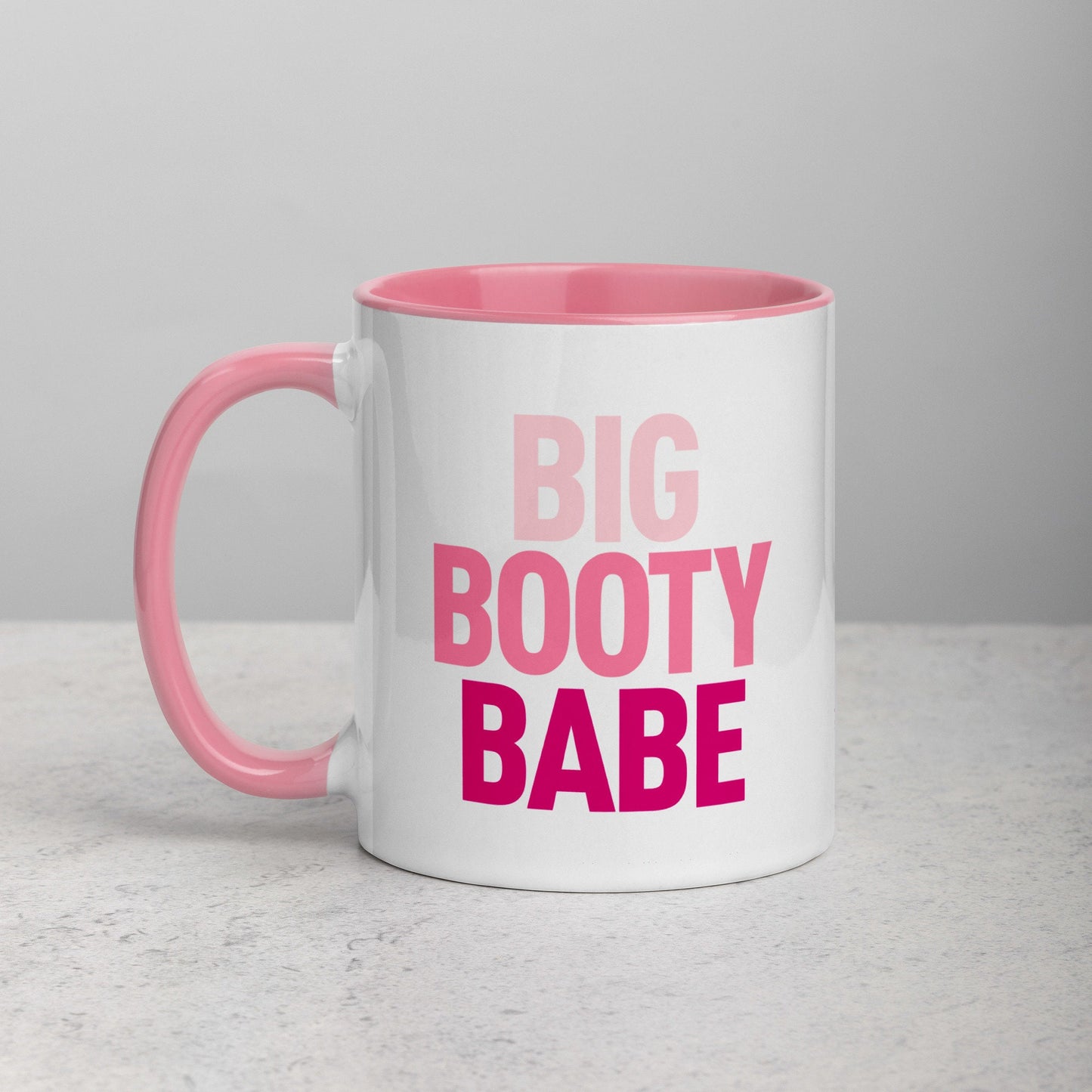 Big Booty Babe Pink Ombre Mug with Color Inside, Big Butt, Fitness, Workout