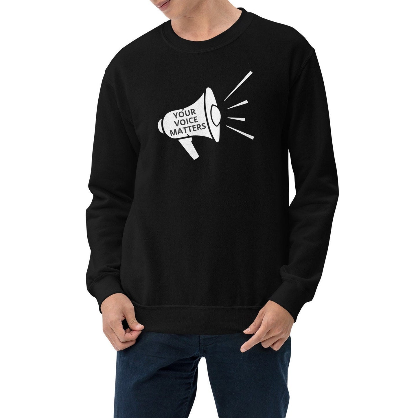 Your Voice Matters Loudspeaker Crewneck, Advocacy Unisex Sweatshirt