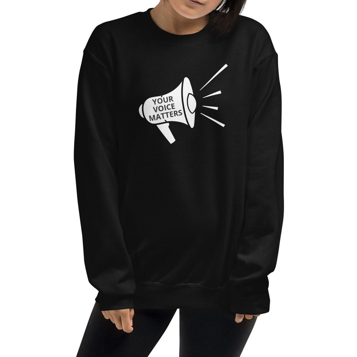 Your Voice Matters Loudspeaker Crewneck, Advocacy Unisex Sweatshirt