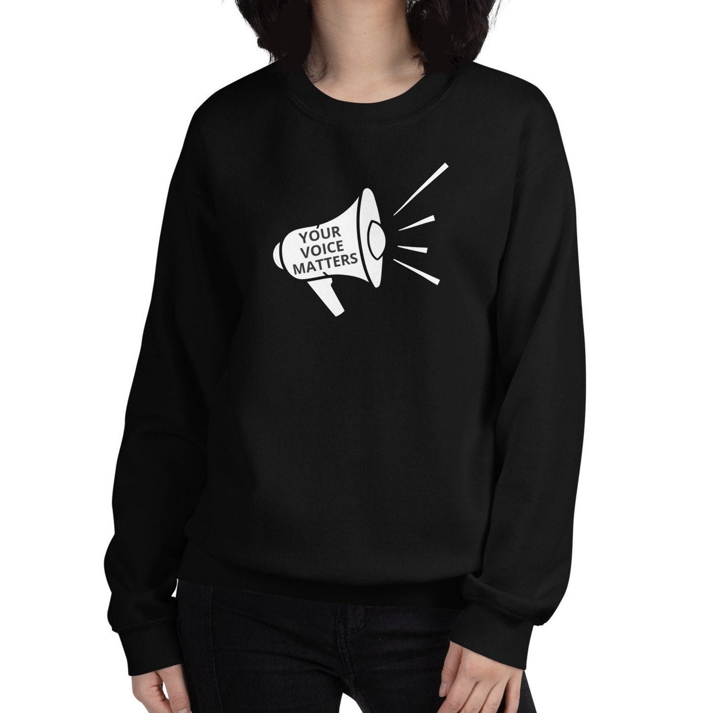 Your Voice Matters Loudspeaker Crewneck, Advocacy Unisex Sweatshirt