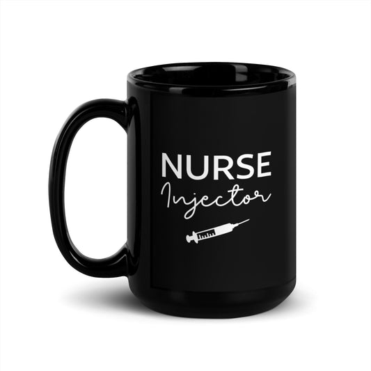 Nurse Injector Syringe Black Glossy Mug