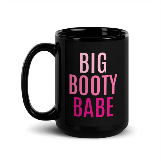 Big Booty Babe Pink Ombre Black Glossy Mug