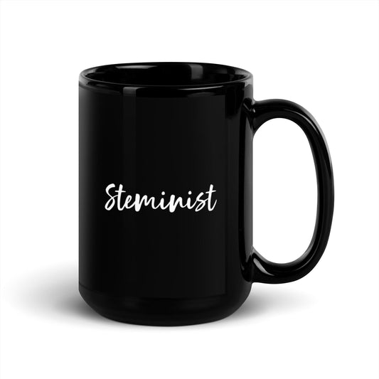 Steminist Black Glossy Mug, Women In Stem