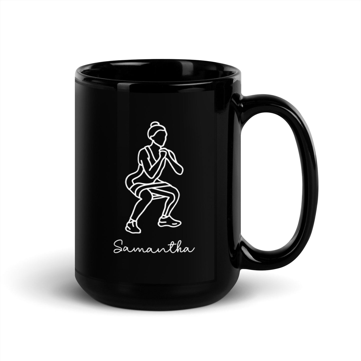Custom Name Fitness Band Workout Black Glossy Mug