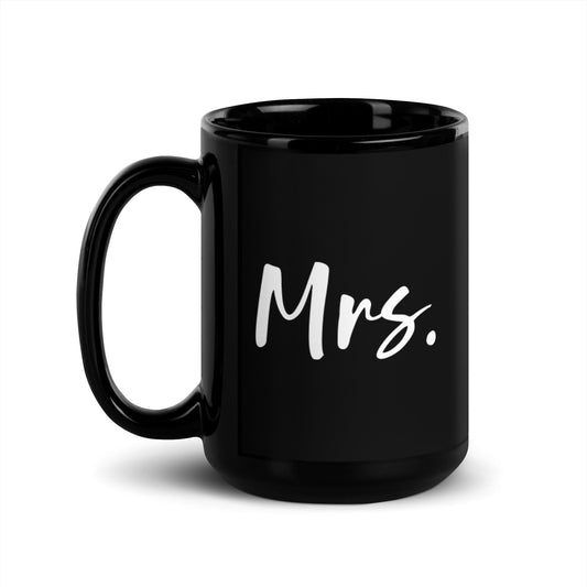 Mrs., Bride, Wedding, Bridal Black Glossy Mug