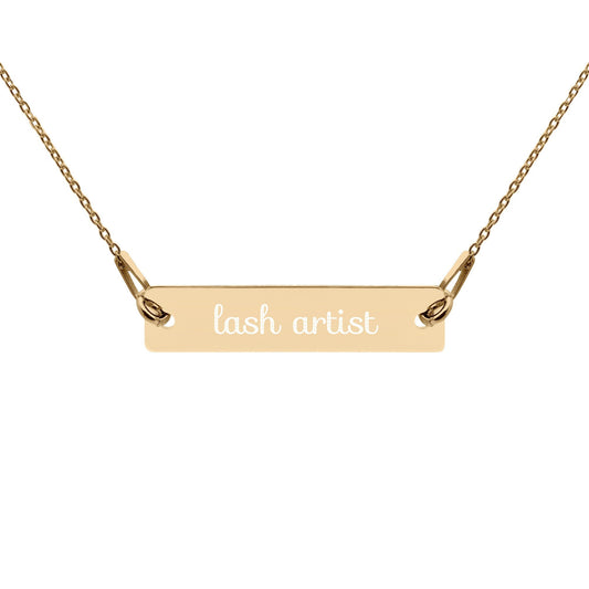 Lash Artist Engraved Silver Bar Chain Necklace, Lash Technician