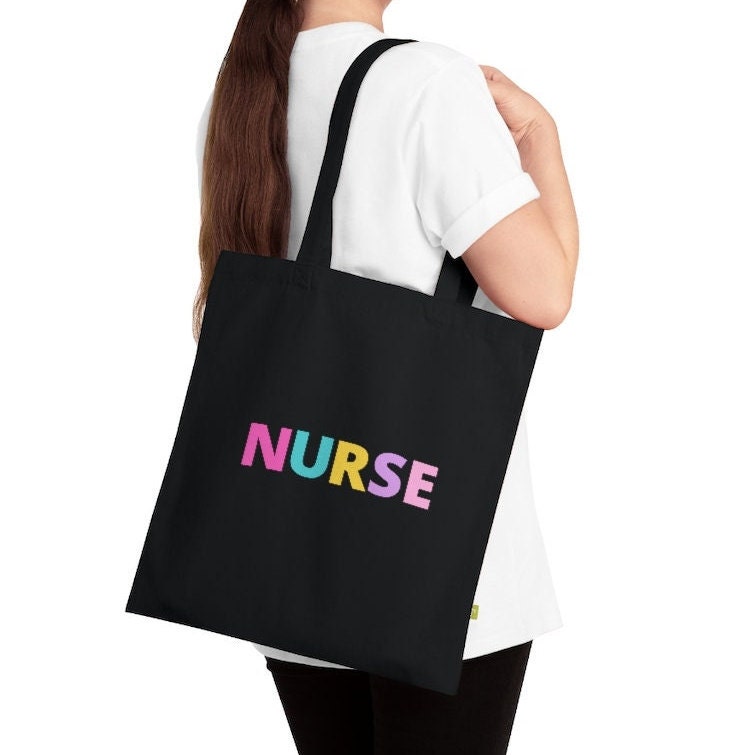 Nurse Organic Cotton Tote Bag Colorful Letters