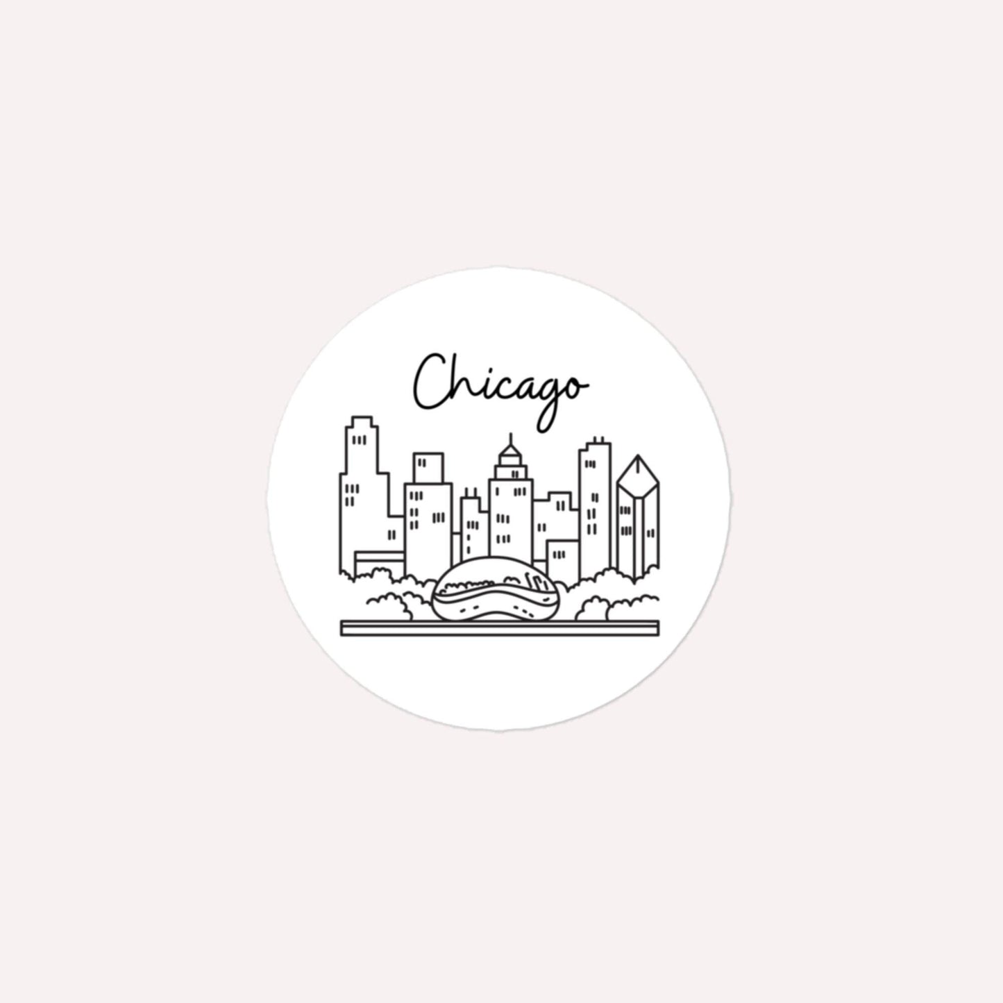 Chicago Skyline Bubble-Free Circle Stickers