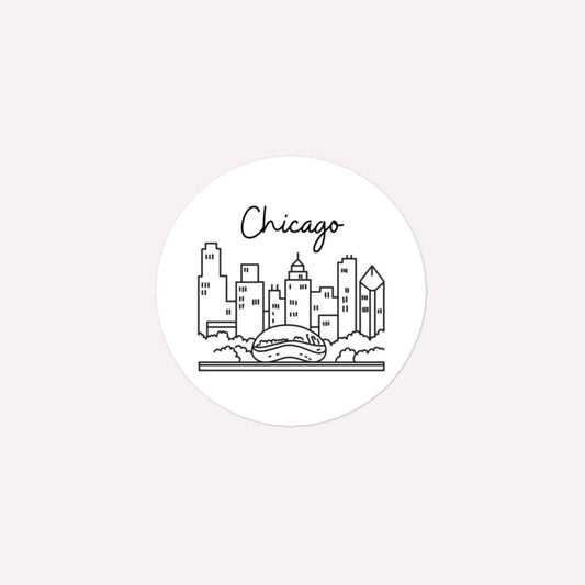 Chicago Skyline Bubble-Free Circle Stickers