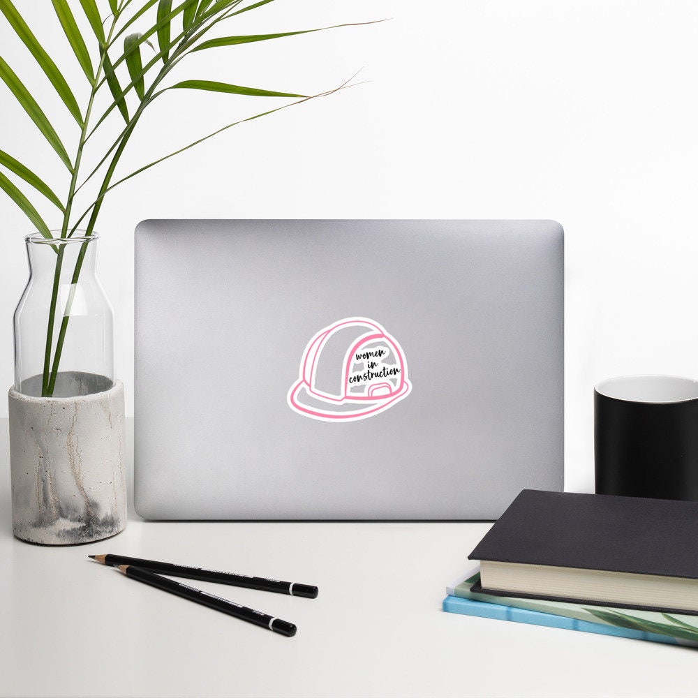 Women In Construction Pink Hardhat Bubble-Free Stickers