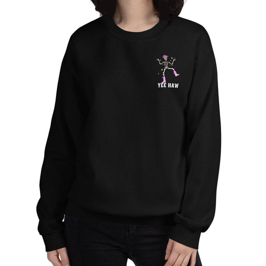 Yee Haw Sparkly Skeleton Cowgirl Unisex Crewneck Sweatshirt