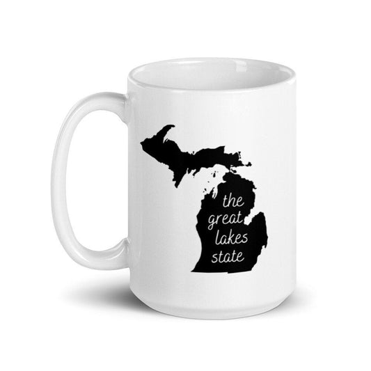 Michigan The Great Lakes State White Glossy Mug