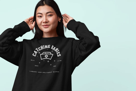 Catching Babies Labor And Delivery Nurse Mystical Unisex Crewneck Sweatshirt