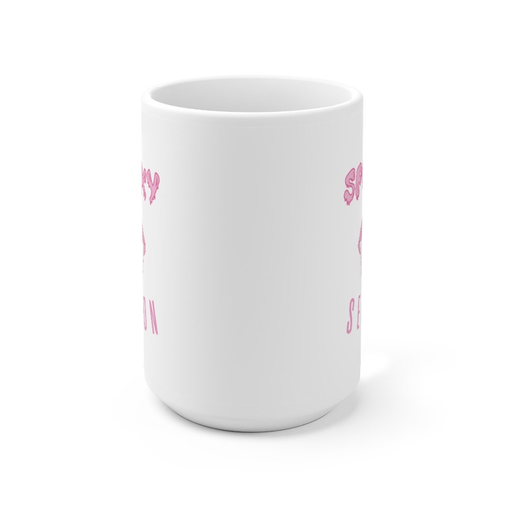 Spooky Season Pink Fangs Halloween Ceramic Mug 15oz