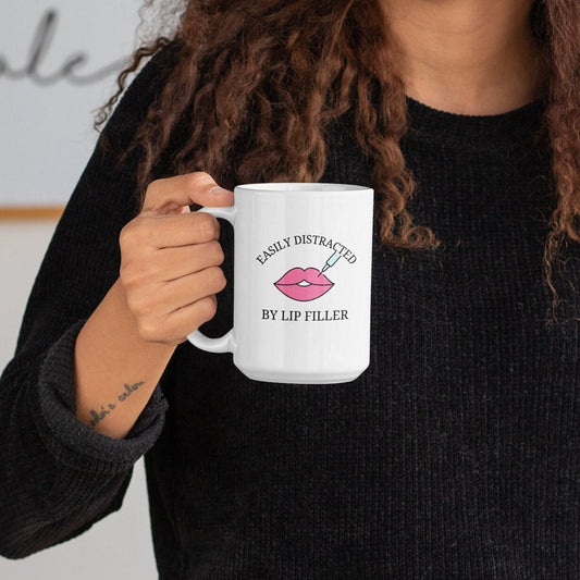 Easily Distracted By Lip Filler Ceramic Mug 15oz