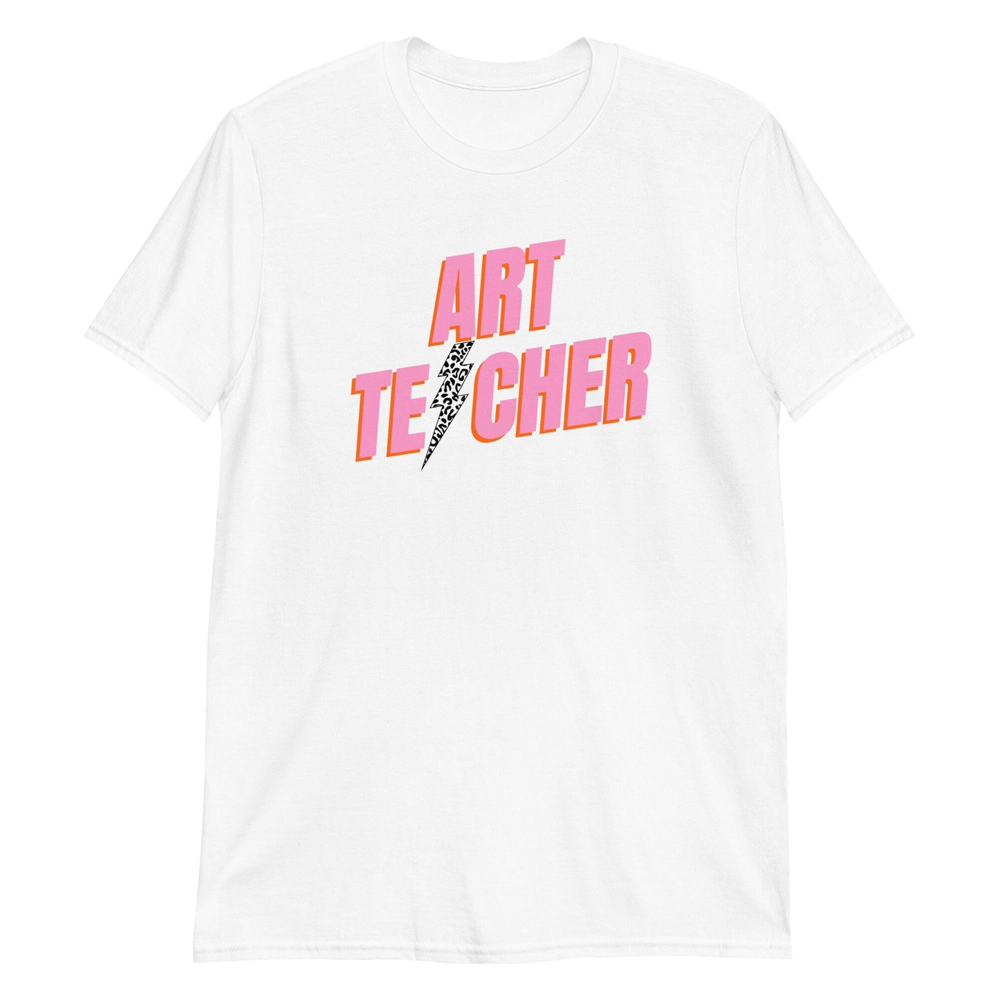 Art Teacher Lightning Bolt Pink Short-Sleeve Unisex T-Shirt
