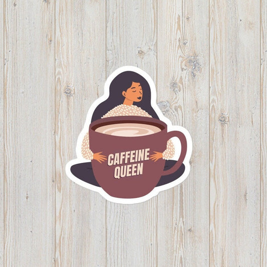 Caffeine Queen Giant Coffee Mug Bubble-Free Stickers